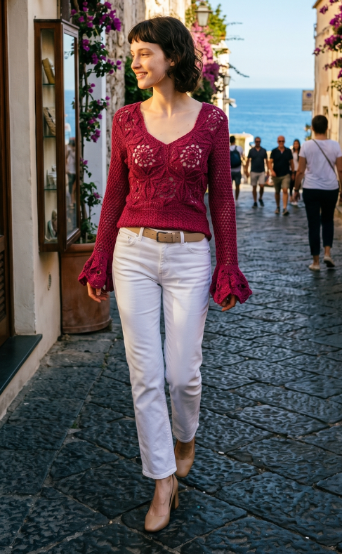 full front view of the lucia crochet top