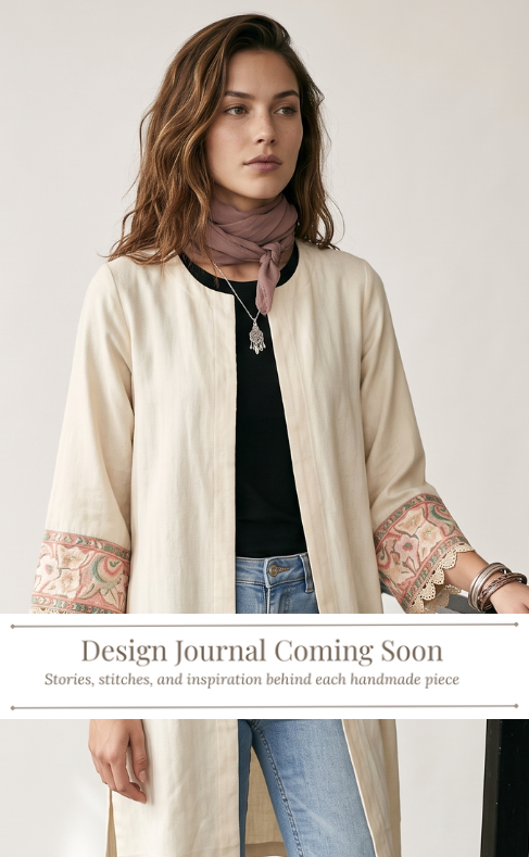 5 cream embroidered sleeves jacket