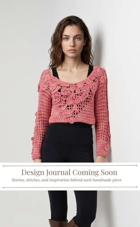 5 freeform pink crochet top