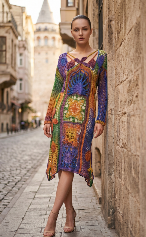 front view isil against the old stones l isil croachet dress design by afshan shahid