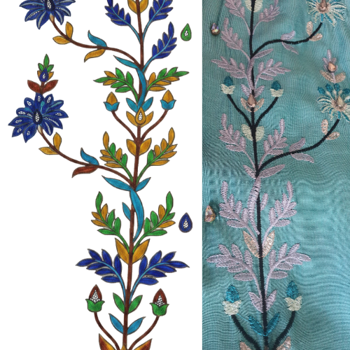 motif development crystal embelishment l zareen long jacket emb website by afshan shahid