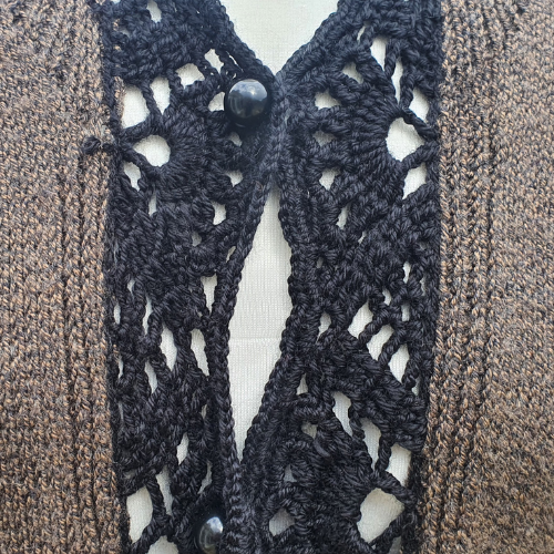 neckline l rosalind knitted crochet jacket by afshan shahid