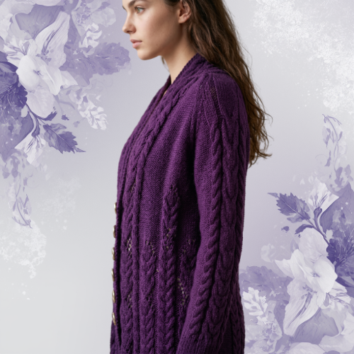 side silhouette and sleeve details l victoria knitted jacket by afshan shahid