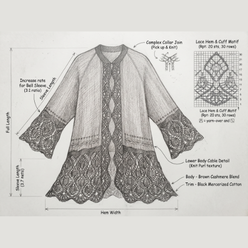 sketch full jacket dj l rosalind knitted crochet jacket by afshan shahid