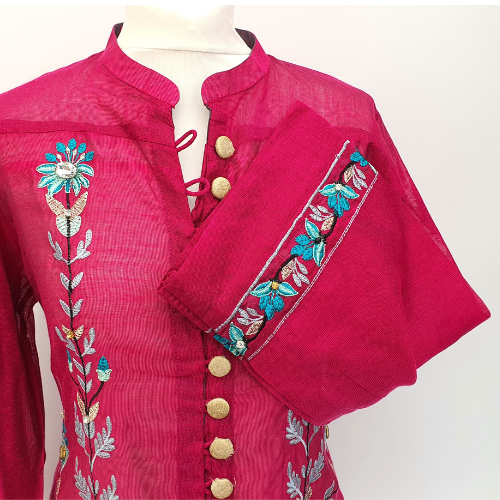 sleeve border subtle detailing l zareen long jacket emb website by afshan shahid