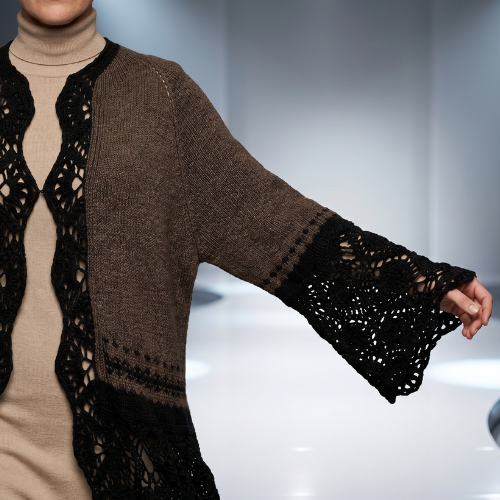 sleeves closeup l rosalind knitted crochet jacket by afshan shahid