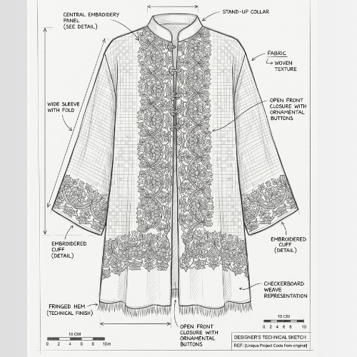 technical sketch for house of subhani l dureshewar pashmina shawl by afshan shahid